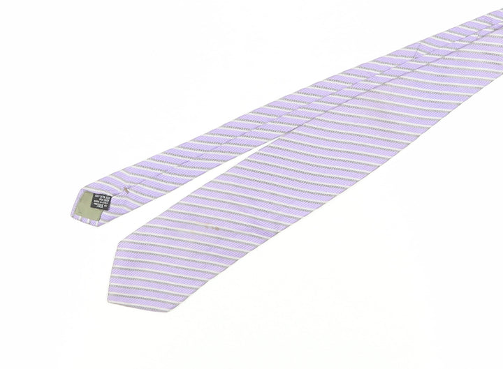 Emporio Armani Men's Purple Silk Striped Tie 100% Silk