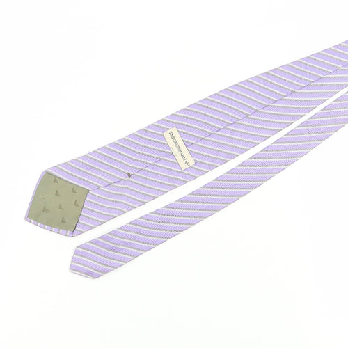 Emporio Armani Men's Purple Silk Striped Tie 100% Silk