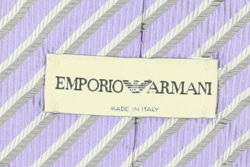 Emporio Armani Men's Purple Silk Striped Tie 100% Silk