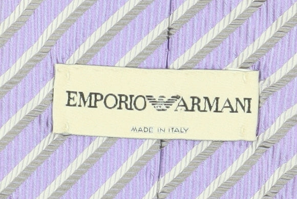 Emporio Armani Men's Purple Silk Striped Tie 100% Silk