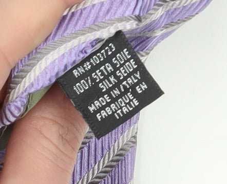 Emporio Armani Men's Purple Silk Striped Tie 100% Silk