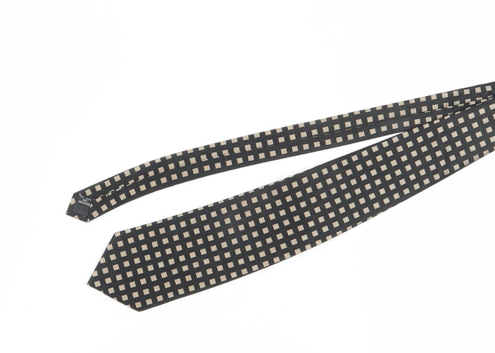 Ben Sherman Men's Black Silk Geometric Tie, One Size