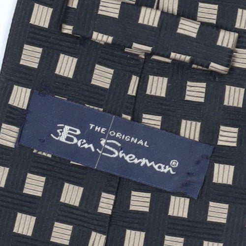 Ben Sherman Men's Black Silk Geometric Tie, One Size