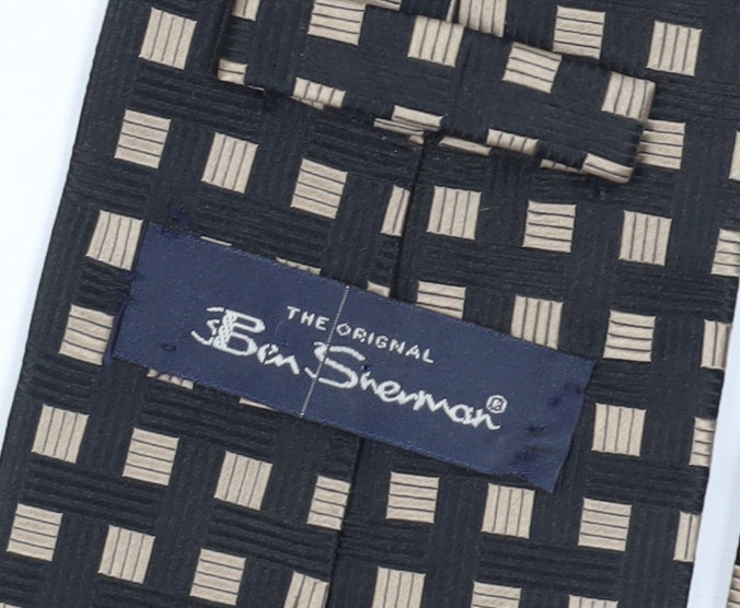 Ben Sherman Men's Black Silk Geometric Tie, One Size