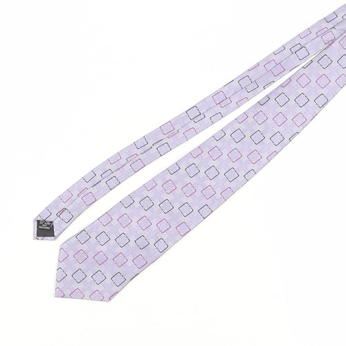 Jeff Banks Men's Purple Geometric Silk Tie