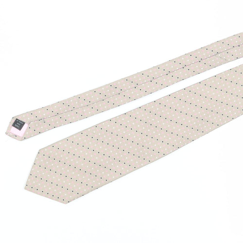 Thomas Nash Men's Beige Silk Polka Dot Tie, One Size