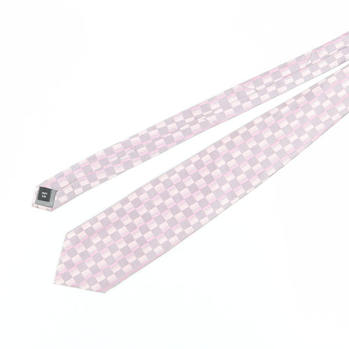 Thomas Nash Men's Pink Checked Silk Tie