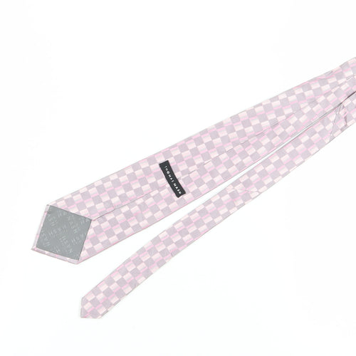 Thomas Nash Men's Pink Checked Silk Tie