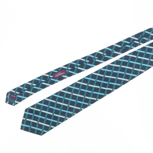 T.M.Lewin Men's Blue Geometric Silk Slim Tie