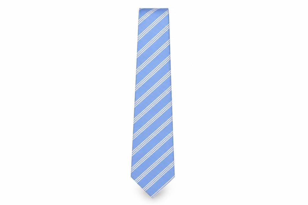 Front view of Jeff Banks Men's Blue Striped Tie - Stylish and Versatile