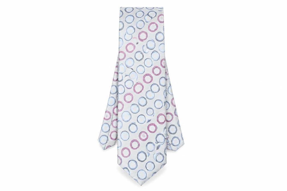 Front view of Thomas Nash Men's Multicoloured Silk Geometric Tie One Size