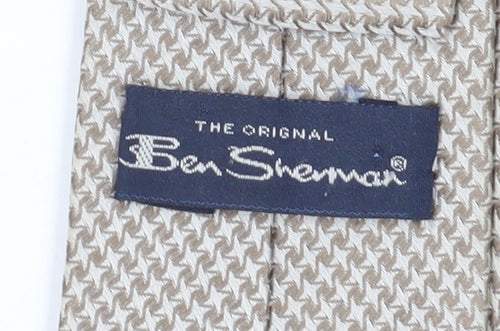 Ben Sherman Men's Beige Houndstooth Silk Tie