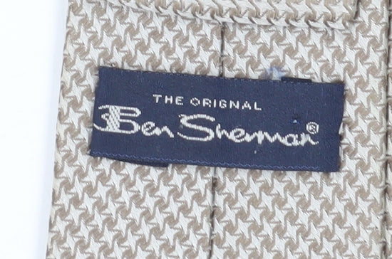 Ben Sherman Men's Beige Houndstooth Silk Tie