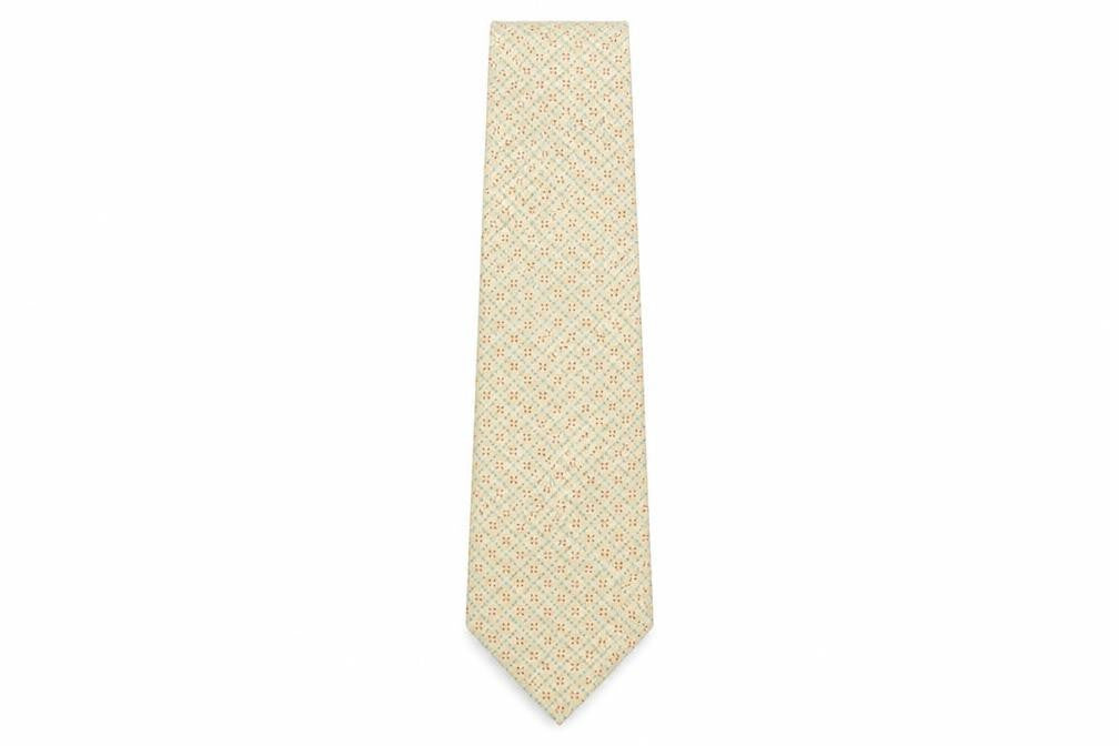 Front view of T.M.Lewin Men’s Beige Plaid Silk Tie, One Size