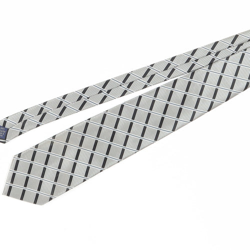 Thomas Nash Men's Grey Checked Polyester Tie One Size