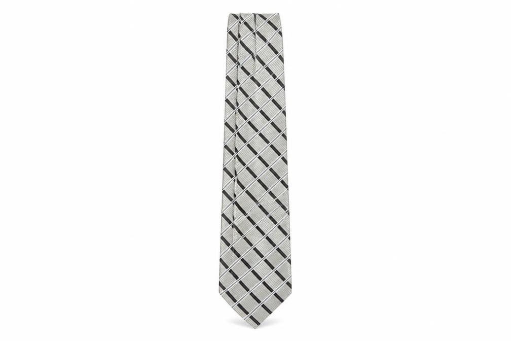 Thomas Nash Men's Grey Checked Polyester Tie One Size