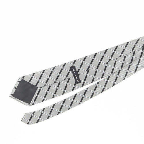 Thomas Nash Men's Grey Checked Polyester Tie One Size