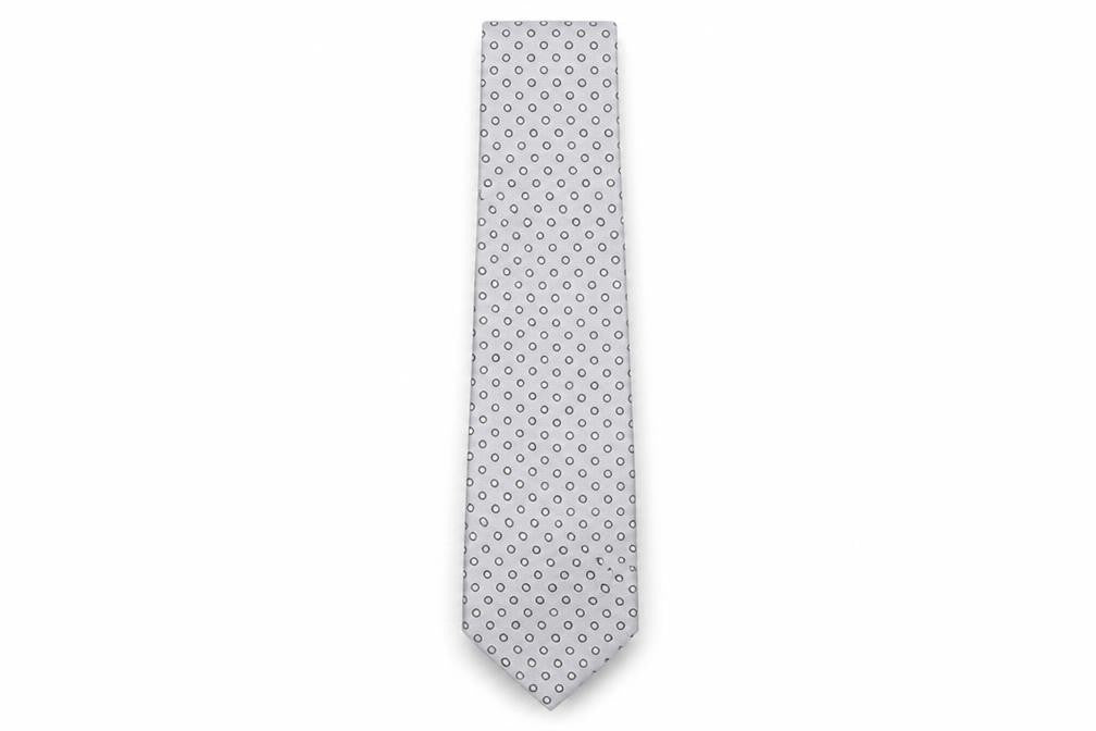 Front view of Thomas Nash Men’s Grey Polka Dot Tie One Size
