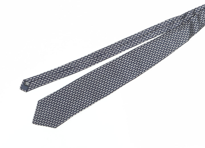 Daniel Hechter Men's Black Geometric Silk Designer Tie