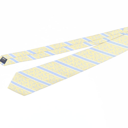 Austin Reed Men's Yellow Floral Striped Silk Tie