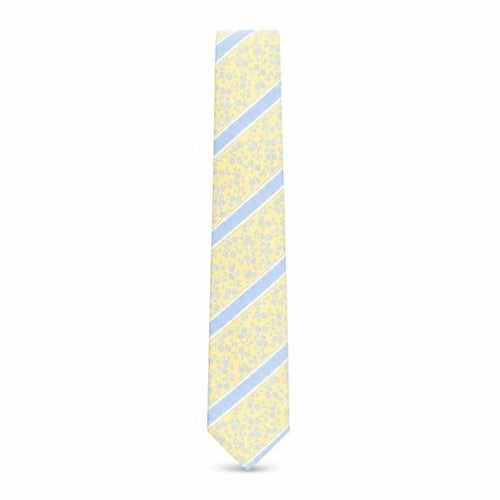 Austin Reed Men's Yellow Floral Striped Silk Tie