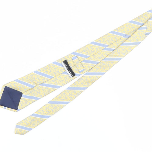 Austin Reed Men's Yellow Floral Striped Silk Tie