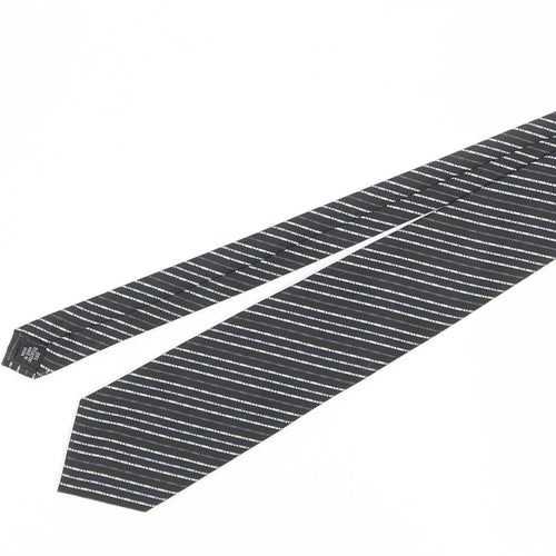 Thomas Nash Men's Black Striped Polyester Tie