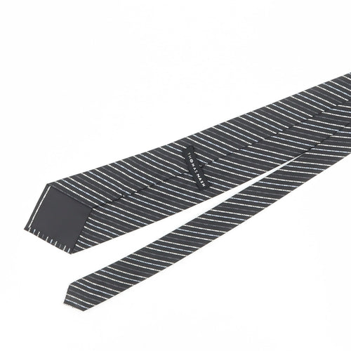 Thomas Nash Men's Black Striped Polyester Tie