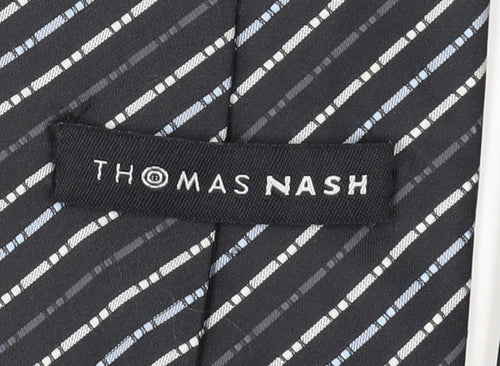 Thomas Nash Men's Black Striped Polyester Tie