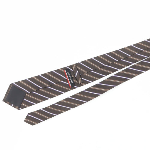 Pierre Cardin Men's Brown Striped Silk Tie