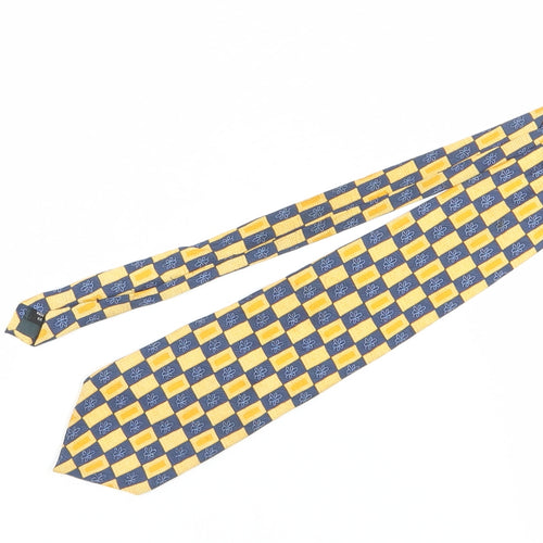 Van Heusen Men's Silk Plaid Tie Blue Yellow One Size