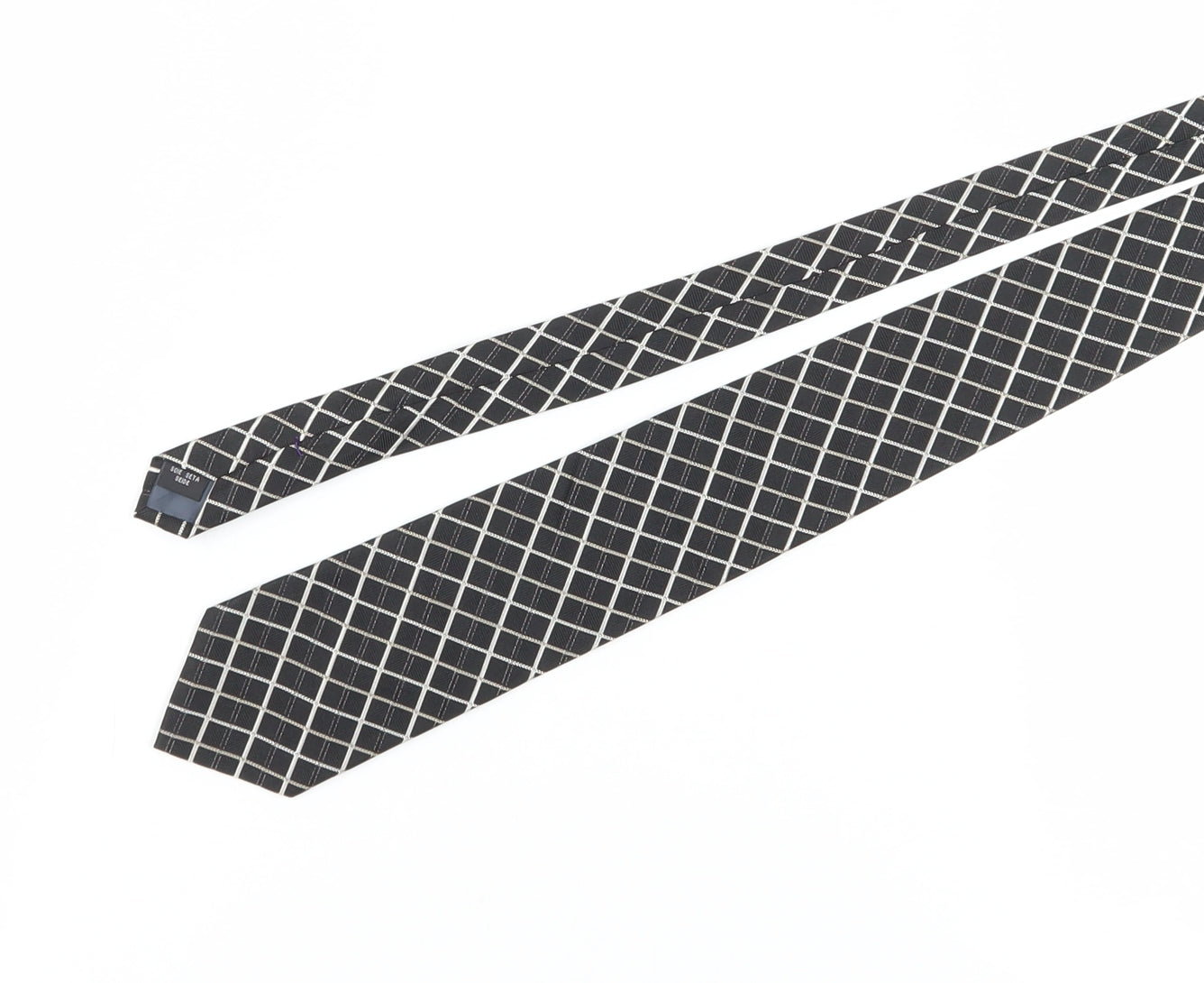 Dehavilland Men's Black Silk Plaid Tie - One Size