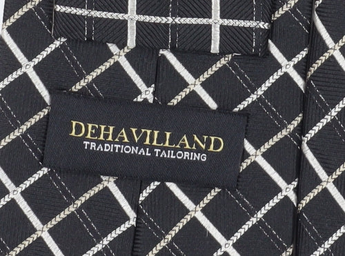 Dehavilland Men's Black Silk Plaid Tie - One Size