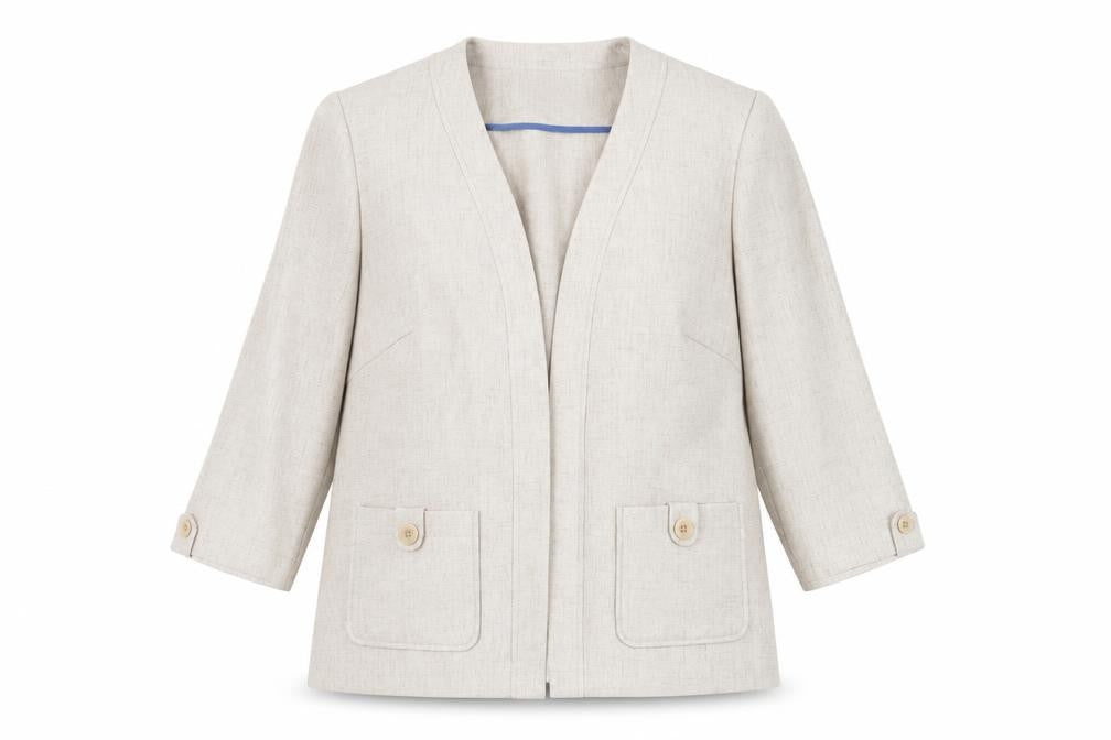 Front view of Eastex Women's Beige Suit Jacket, size 12, for Spring