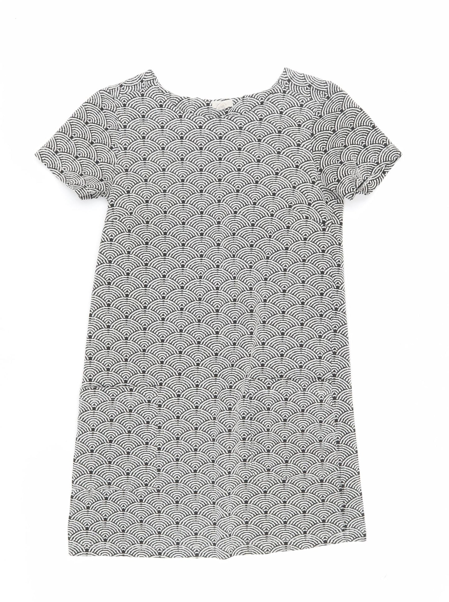 White Stuff Women's Black & White Geometric Shift Dress Size 8