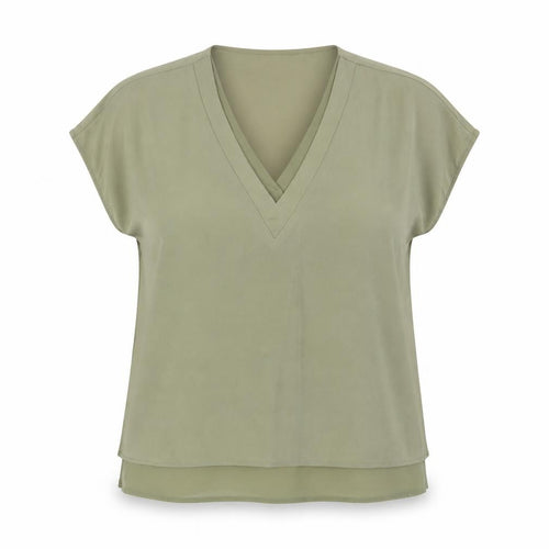 DKNY Women’s Green V-Neck Sleeveless Blouse