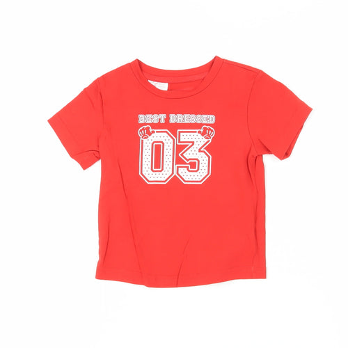 Adidas Unisex Baby Red Graphic T-Shirt 18-24M