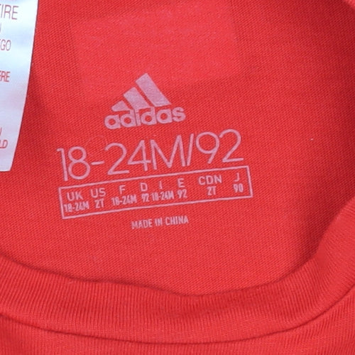Adidas Unisex Baby Red Graphic T-Shirt 18-24M