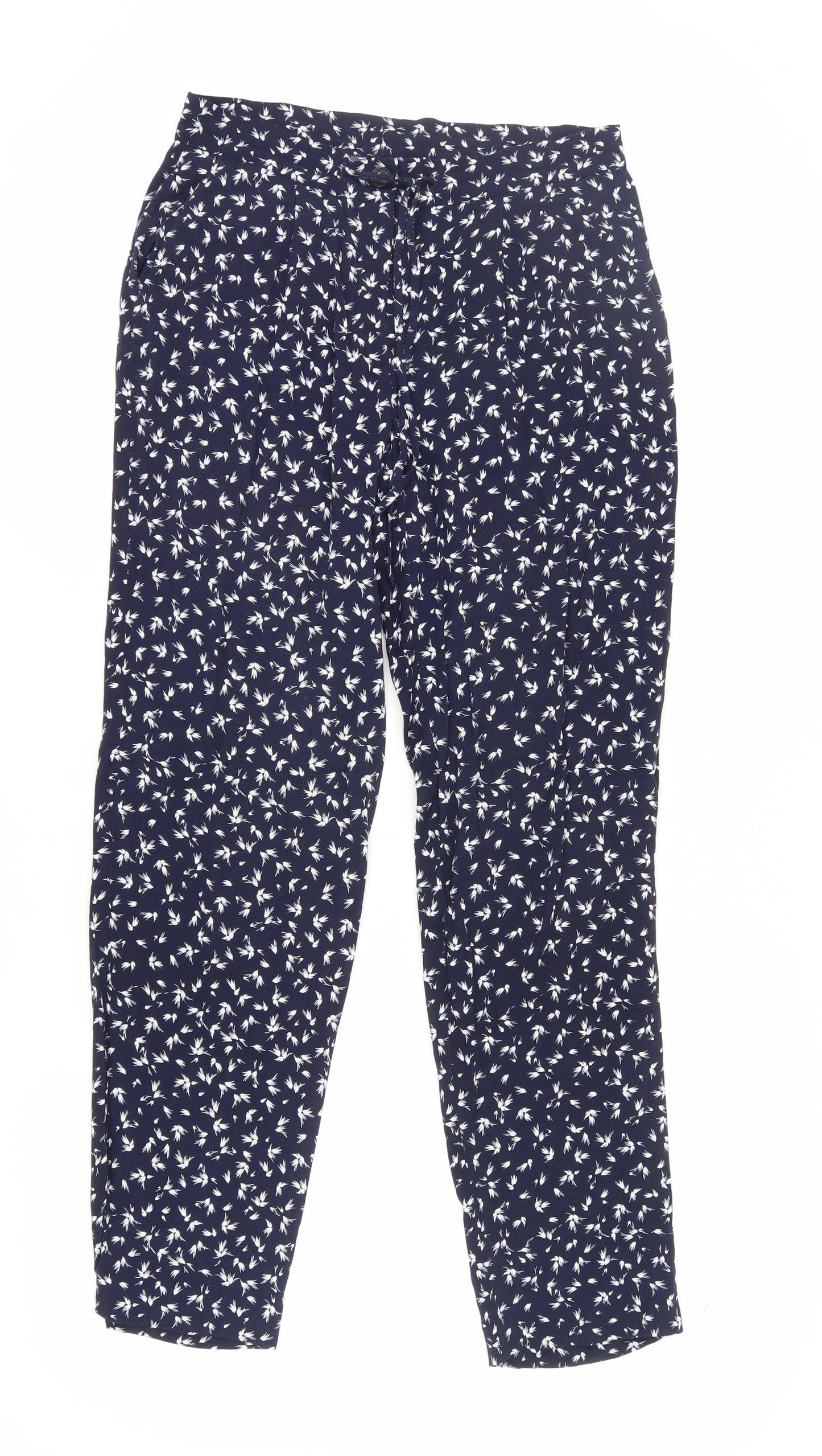 Jigsaw Women's Blue Floral Cropped Trousers, Size 8