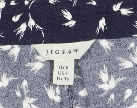 Jigsaw Women's Blue Floral Cropped Trousers, Size 8
