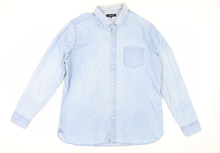 Jaeger Men's Blue Denim Button-Up Shirt XL