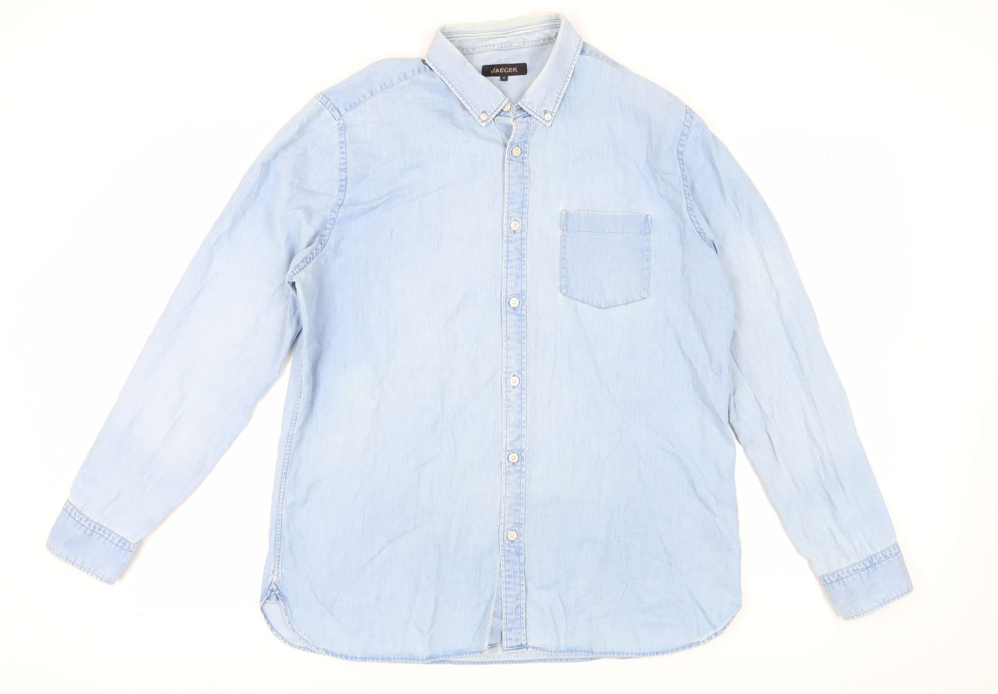 Jaeger Men's Blue Denim Button-Up Shirt XL