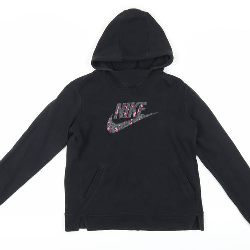 Nike Girls Black Graphic Print Hoodie XL