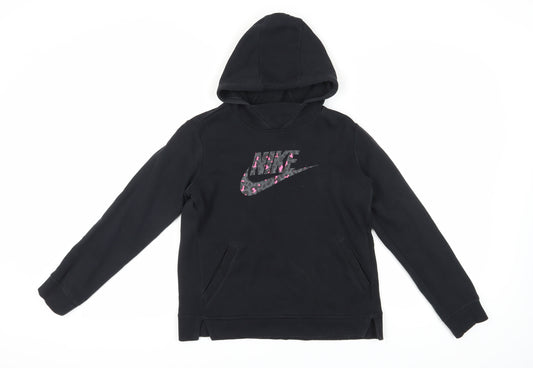 Nike Girls Black Graphic Print Hoodie XL