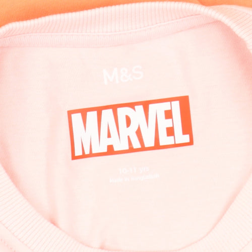 Marks and Spencer Marvel Unisex Kids Pink T-Shirt 10-11 Years