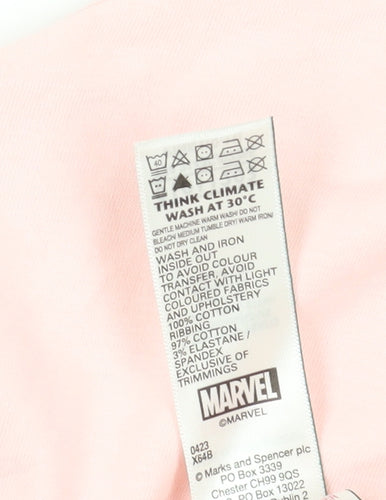 Marks and Spencer Marvel Unisex Kids Pink T-Shirt 10-11 Years