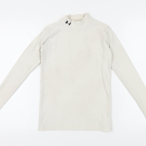 Under Armour Kids Mock Neck Ivory Sports T-Shirt, M