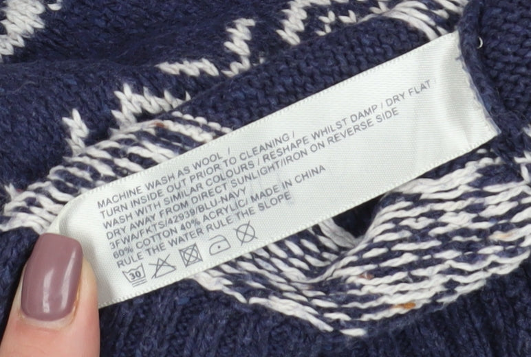 Fat Face Women's Blue Geometric Pullover Jumper, Size 10