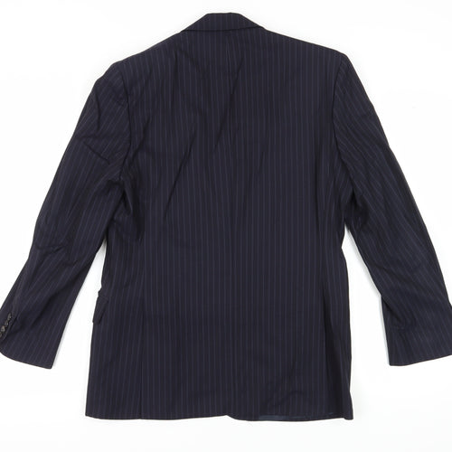 Jaeger Men's Blue 38S Suit Jacket, Striped Pattern