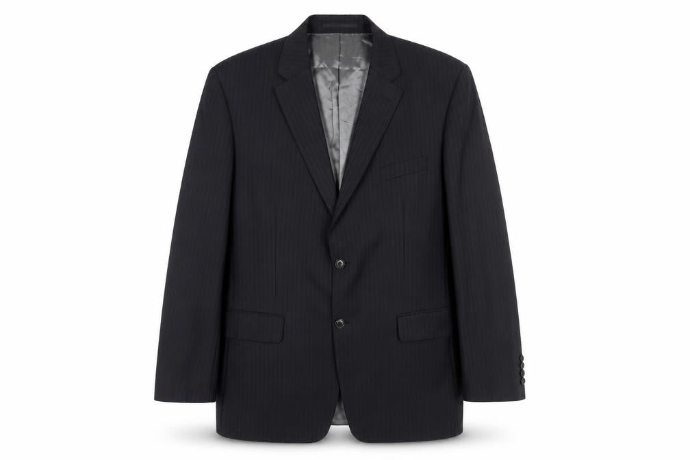 Front view of Austin Reed Men's Black Blazer, size 44R, Wool, Classic Fit